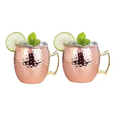 CASATUA - Mug Vasos Cobre Set De 2 Tazas Moscow Mule Coctel-