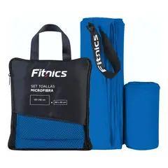 FITNICS - Toalla Microfibra Set De 2 (120x60 +80x30) + Estuche - Azul
