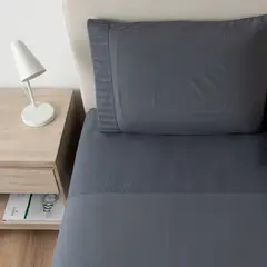 CASATUA - Sabanas Hotel Suave 1800 + Funda - Gris oscuro - Sencillo.-