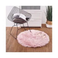 BANZAY - Tapete Antideslizante Peludo 100 cm Redondo - Rosado
