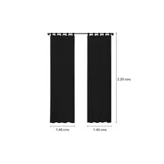 BELLAHOGAR - Kit2 Cortina Jacquard Pasador Sin Botón Negro