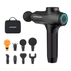 LIFTGUN - Masajeador Pistola Pro 30 Niveles +lcd +8 Cabezales - Negro