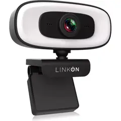 LINKON - Webcam Camara Web 2k Aro De Luz Microfono Tripode Cubrelente-