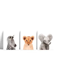 GAMA DIGITAL - Cuadros decorativos Tríptico Animales Safari 37x50