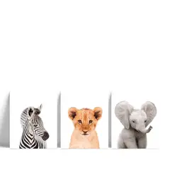 GAMA DIGITAL - Cuadros decorativos Tríptico Animales Safari