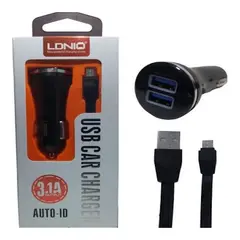 LDNIO - Cargador 3.1a Cable Usb-v8 + Charger Car 2 Usb
