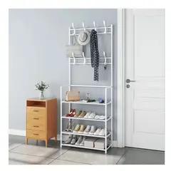 ONE PIXEL - Organizador Zapatero Y Perchero 4 En 1 Blanco