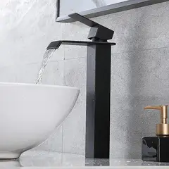 GENERICO - Grifería Llave Lavamanos Cascada Tugela Color Negro Tames Md