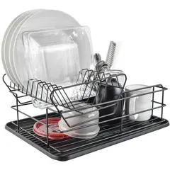 ERGONOMUS - Escurridor Áncora de Platos Trastes Metal Negro.-