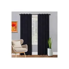 BELLAHOGAR - Cortina visillo jacquard navy kit x2