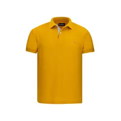 HAMER - Polo para hombre bordada mostaza
