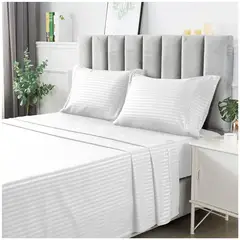 HAPPY BEAR - Juego Sabanas Queen Microfibra Blanco Lineas
