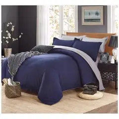 HAPPY BEAR - Funda Duvet Semidoble Microfibra Azul Liso Gris Liso