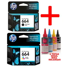 HEWLETT PACKARD - Cartuchos Originales 664 + Tinta Para 2135 2675 3635 3785