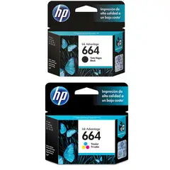 HEWLETT PACKARD - Kit 2 Cartuchos Hp 664 Negro y Color Originales Para Deskjet 4675 1115 3635