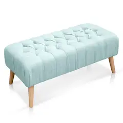 BANZAY - Banco Otomano Patas en Madera tela Pet-friendly - Menta