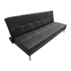 SOFA MARKET - Sofa Cama Alden 3 Puestos Ecocuero Negro