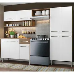 MADESA - Cocina Integral Emilly Pop 2.30 Metros Marrón/Blanco