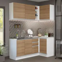 MADESA - Cocina Integral de Esquina Glamy 2.70 m Blanco/Marrón 01