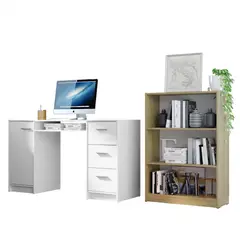 MADESA - Escritorio de Oficina Alaska + Mueble Estante Librero