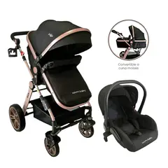 HAPPY BABY - Coche Bebe Moises Alizze Negro con Portabebe