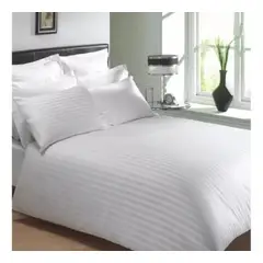 HAPPY BEAR - Funda Duvet King Polialgodon 250 Hilos Blanco Líneas.
