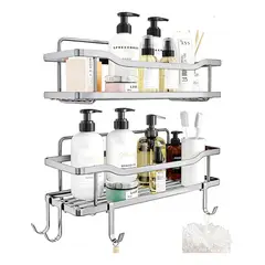 CASATUA - Organizador De Ducha Repisa Baño Adhesivo Set 2 Inoxidable - Negro-