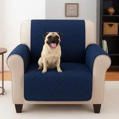 HAPPY BEAR - Forro Protector Sofá 1 Puesto Microfibra Azul Oscuro/Gris
