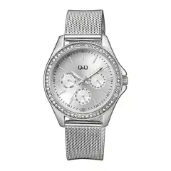 Q&Q - Reloj de moda para mujer plateado + caja