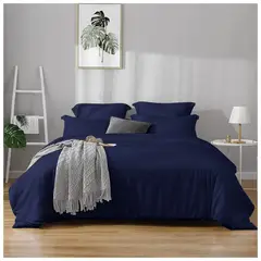 HAPPY BEAR - Funda Duvet King Microfibra Azul Oscuro Liso