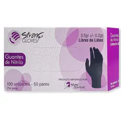 STRONGCASE - Guantes De Nitrilo Libre De Latex Talla M Strong Gloves Color Negro