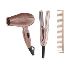 BABYLISS - Combo Viajero Secador Mini 1000W Y Plancha Mini 3/4" Rose Gold