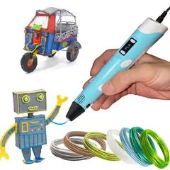 GENERICO - Lápiz 3D Pen Bolígrafo Impresión 3D + 3 Filamentos + Base