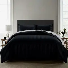 HAPPY BEAR - Funda Duvet Doble Microfibra Negro Lineas