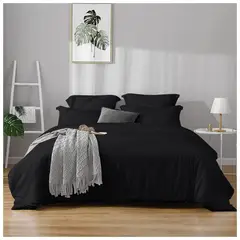 HAPPY BEAR - Funda Duvet King Microfibra Negro Liso