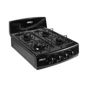 SUECO - Estufa 4 Puestos a Gas Propano Mesa Esmaltada Negra Atlantis
