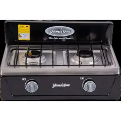 YAMA GAS - Estufa de mesa 2 puestos negro gas propano