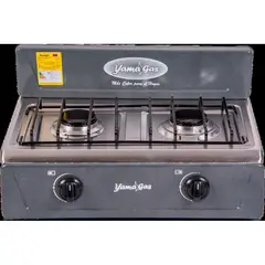YAMA GAS - Estufa de mesa 2 puestos gris gas propano