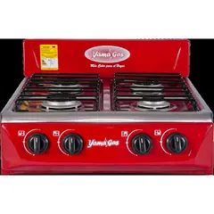 YAMA GAS - Estufa de mesa 4 puestos rojo gas natural