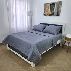 HOGARETO - Edredón Unifaz Cama Semidoble 120x190cm Gris
