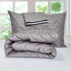 HOGARETO - Protector Colchón Gris Cama Sencilla 100x190cm + 2 Fundas Acolchada