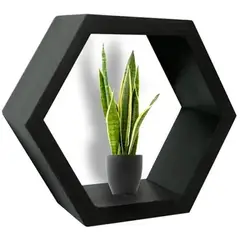 PORTAL DEL HOGAR - Repisa estanteria hexagonal flotante madera