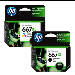 HP - Combo Cartucho de Tinta 667XL Negra y Tricolor Original