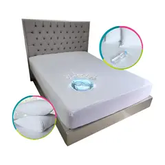 HOGARETO - Protector Colchón Impermeable Cama King 200x200cm + 2 Fundas.