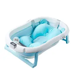 ENFANT'ASY - Bañera Tina Portatil Plegable Silicona cojín y termómetro-