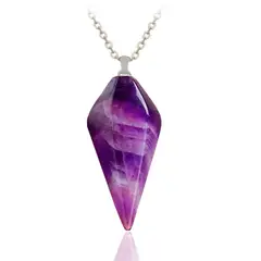 DAYOSHOP - Collar Pendulo Cuarzo Amatista Acero Mas Estuche