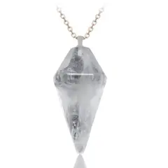 DAYOSHOP - Collar Pendulo Cuarzo Cristal Acero Mas Estuche