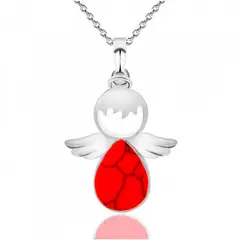DAYOSHOP - Collar Angel Cuarzo Jaspe Cadena Acero Inoxidable Mas Estuche