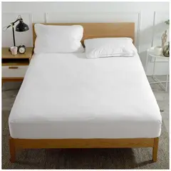 HAPPY BEAR - Protector Colchon Sencillo Polialgodon Soft Blanco.-