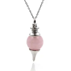DAYOSHOP - Collar Cuarzo Rosa Pendulo Mas Estuche.